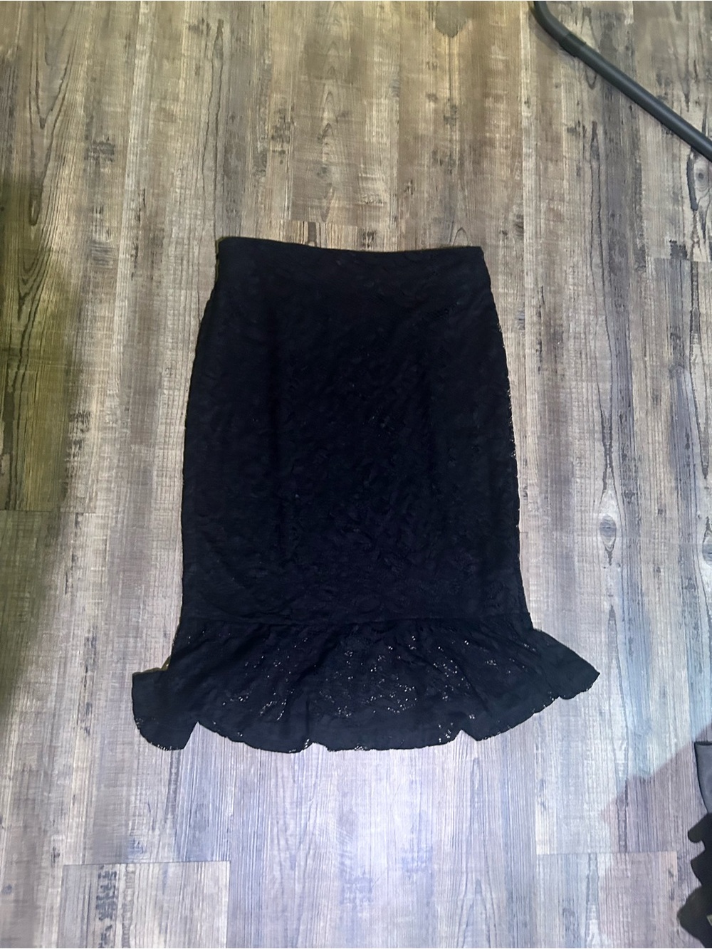 Allegra K Black Lace Pencil Skirt with Ruffle Hem